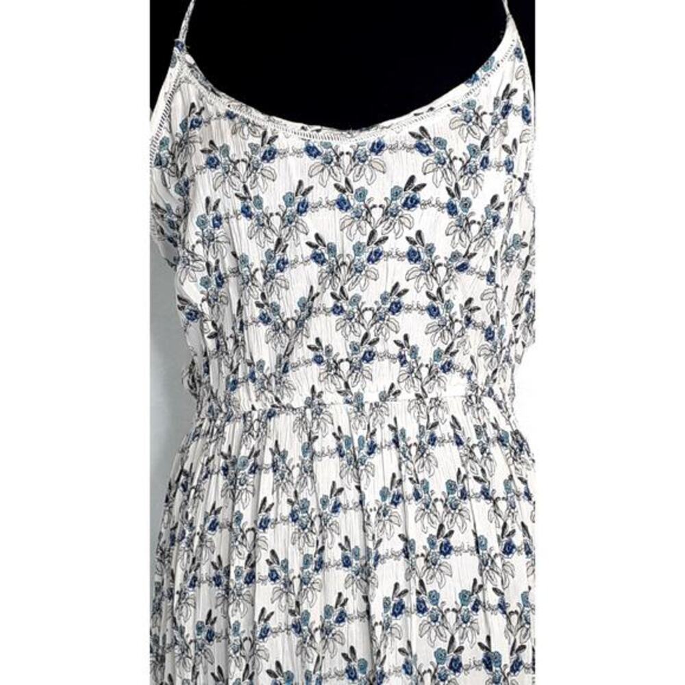 $118 NEW AQUA Floral Maxi Dress XS Boho‎ Romantic Cottagecore Gauze White Blue